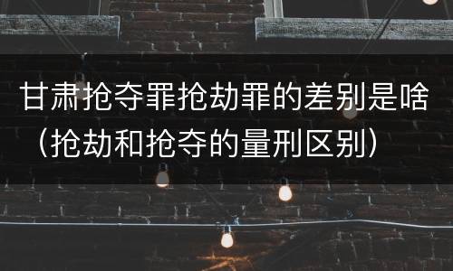 甘肃抢夺罪抢劫罪的差别是啥（抢劫和抢夺的量刑区别）
