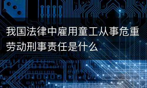 我国法律中雇用童工从事危重劳动刑事责任是什么
