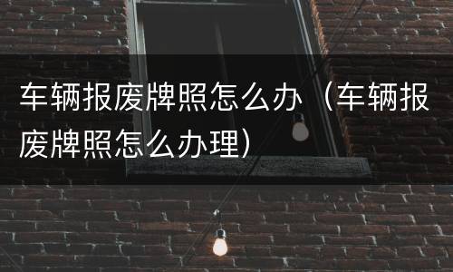 车辆报废牌照怎么办（车辆报废牌照怎么办理）