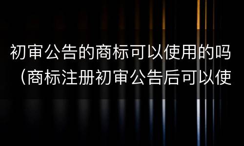 初审公告的商标可以使用的吗（商标注册初审公告后可以使用吗）