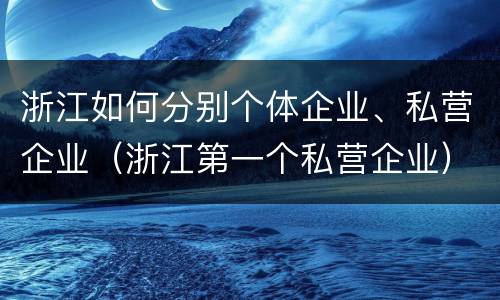 浙江如何分别个体企业、私营企业（浙江第一个私营企业）