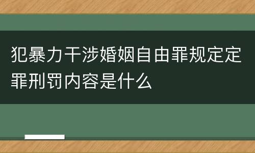 犯暴力干涉婚姻自由罪规定定罪刑罚内容是什么
