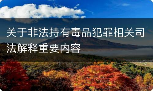 关于非法持有毒品犯罪相关司法解释重要内容