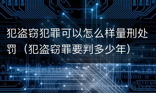 犯盗窃犯罪可以怎么样量刑处罚（犯盗窃罪要判多少年）