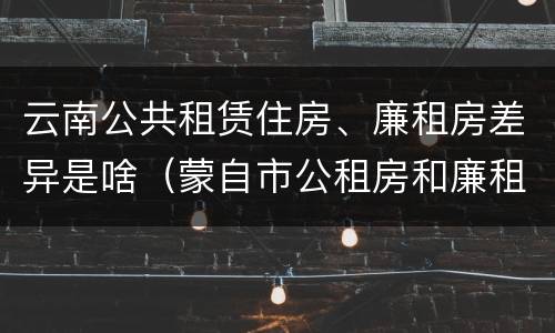 云南公共租赁住房、廉租房差异是啥（蒙自市公租房和廉租房）