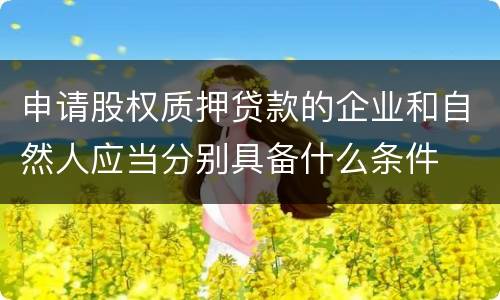 申请股权质押贷款的企业和自然人应当分别具备什么条件