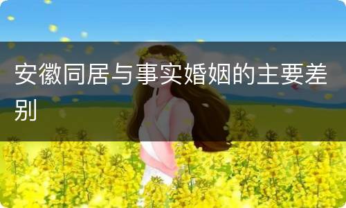 安徽同居与事实婚姻的主要差别
