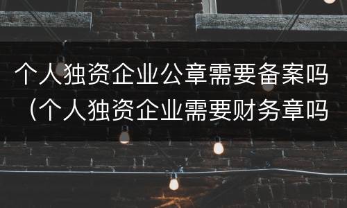 个人独资企业公章需要备案吗（个人独资企业需要财务章吗）