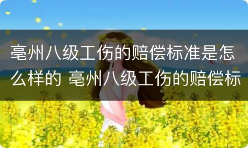 亳州八级工伤的赔偿标准是怎么样的 亳州八级工伤的赔偿标准是怎么样的啊