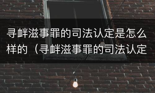 寻衅滋事罪的司法认定是怎么样的（寻衅滋事罪的司法认定是怎么样的标准）