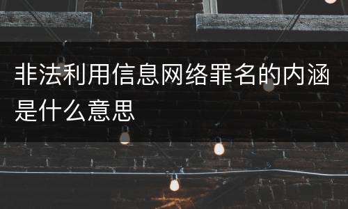 非法利用信息网络罪名的内涵是什么意思