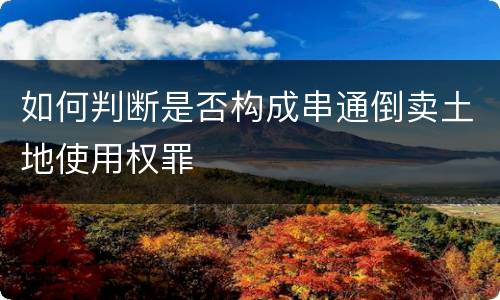 如何判断是否构成串通倒卖土地使用权罪