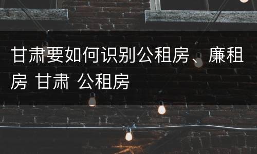甘肃要如何识别公租房、廉租房 甘肃 公租房