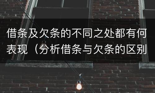 借条及欠条的不同之处都有何表现（分析借条与欠条的区别与适用要点）