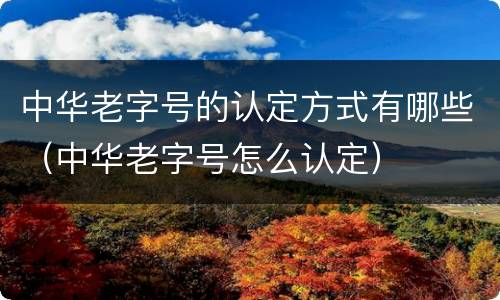 中华老字号的认定方式有哪些（中华老字号怎么认定）