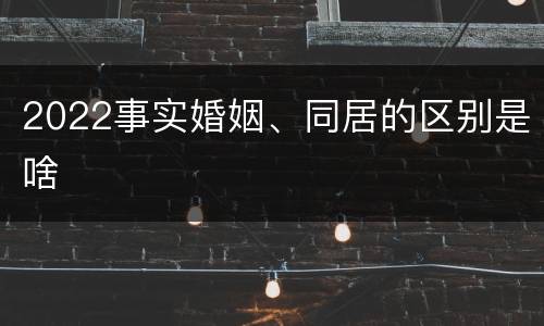 2022事实婚姻、同居的区别是啥