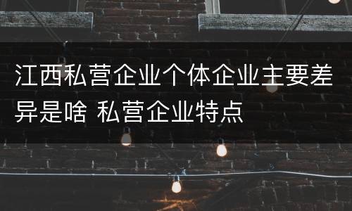 江西私营企业个体企业主要差异是啥 私营企业特点