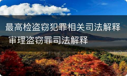 最高检盗窃犯罪相关司法解释 审理盗窃罪司法解释