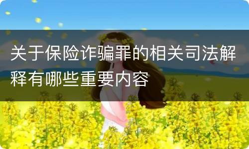 关于保险诈骗罪的相关司法解释有哪些重要内容