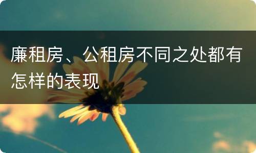 廉租房、公租房不同之处都有怎样的表现