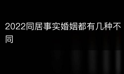 2022同居事实婚姻都有几种不同
