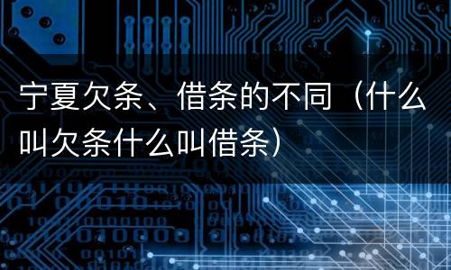 宁夏欠条、借条的不同（什么叫欠条什么叫借条）