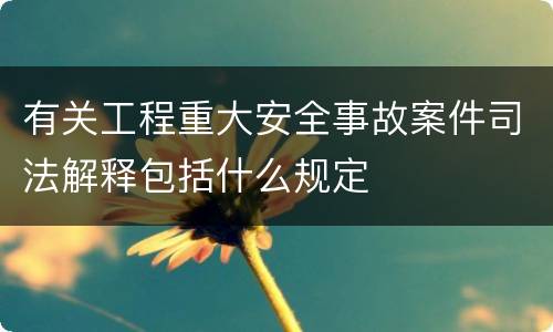 有关工程重大安全事故案件司法解释包括什么规定