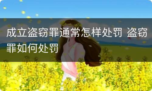 成立盗窃罪通常怎样处罚 盗窃罪如何处罚