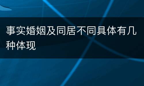 事实婚姻及同居不同具体有几种体现