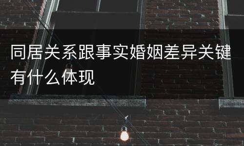 同居关系跟事实婚姻差异关键有什么体现