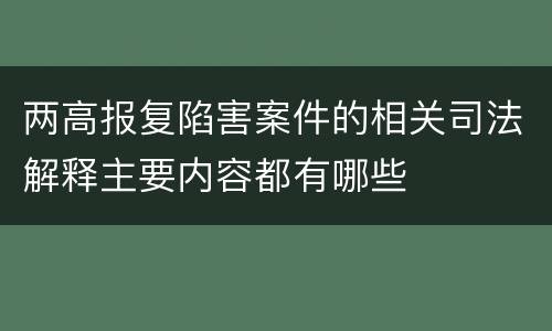 两高报复陷害案件的相关司法解释主要内容都有哪些