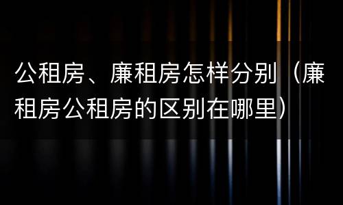 公租房、廉租房怎样分别（廉租房公租房的区别在哪里）
