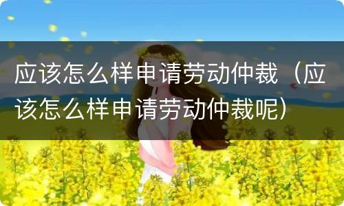 应该怎么样申请劳动仲裁（应该怎么样申请劳动仲裁呢）