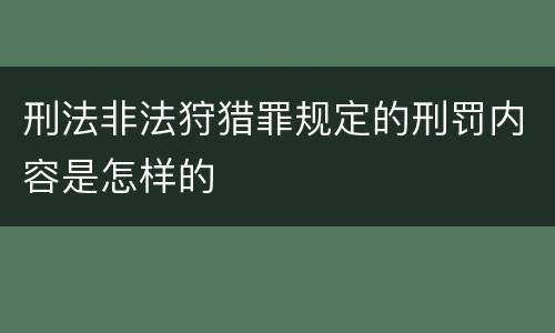 刑法非法狩猎罪规定的刑罚内容是怎样的