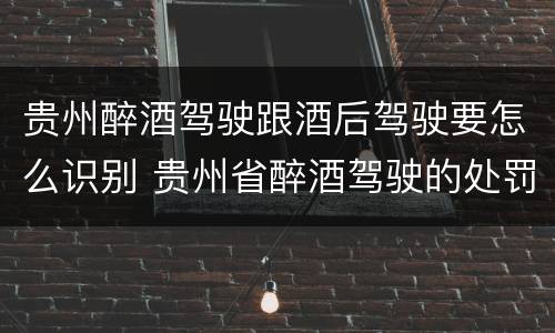 贵州醉酒驾驶跟酒后驾驶要怎么识别 贵州省醉酒驾驶的处罚最高是多少