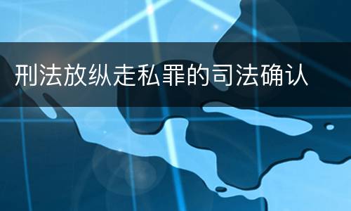 刑法放纵走私罪的司法确认