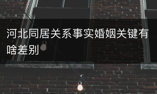 河北同居关系事实婚姻关键有啥差别