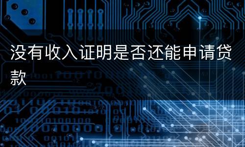 没有收入证明是否还能申请贷款