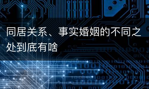 同居关系、事实婚姻的不同之处到底有啥