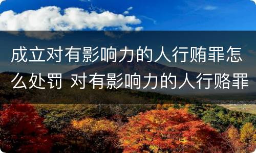 成立对有影响力的人行贿罪怎么处罚 对有影响力的人行赂罪既遂标准