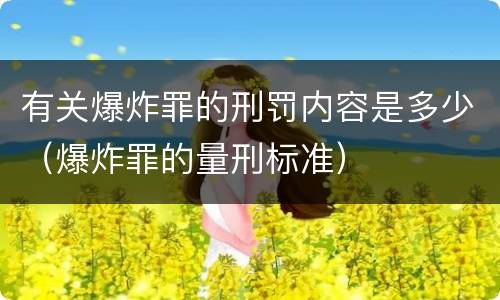 有关爆炸罪的刑罚内容是多少（爆炸罪的量刑标准）