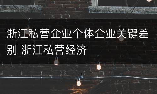 浙江私营企业个体企业关键差别 浙江私营经济