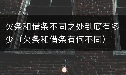 欠条和借条不同之处到底有多少（欠条和借条有何不同）