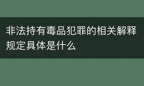 非法持有毒品犯罪的相关解释规定具体是什么
