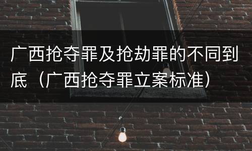 广西抢夺罪及抢劫罪的不同到底（广西抢夺罪立案标准）