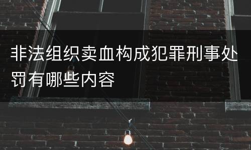非法组织卖血构成犯罪刑事处罚有哪些内容