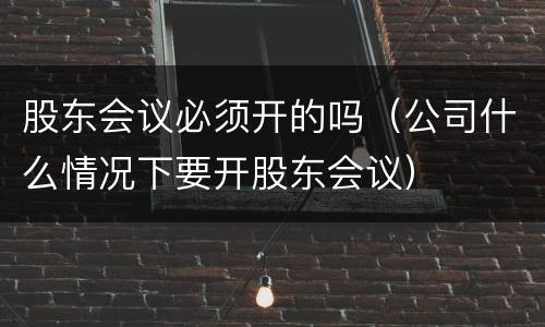 股东会议必须开的吗（公司什么情况下要开股东会议）