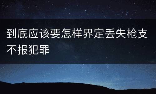 到底应该要怎样界定丢失枪支不报犯罪