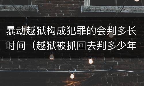 暴动越狱构成犯罪的会判多长时间（越狱被抓回去判多少年）
