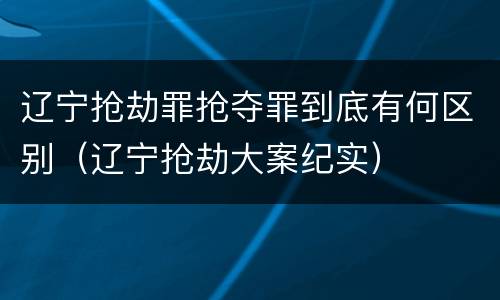 辽宁抢劫罪抢夺罪到底有何区别（辽宁抢劫大案纪实）
